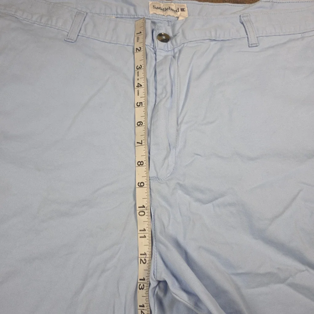 Saddlebred Mens Light Blue Flat Front Chino Shorts Stretch Cotton Twill Size 44W